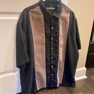 Caribbean Black and Beige Button-Up Shirt